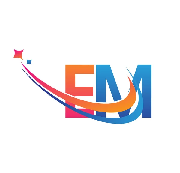 Letra Inicial Logotipo Nome Empresa Colorido Laranja Vermelho Azul Design —  Vetores de Stock