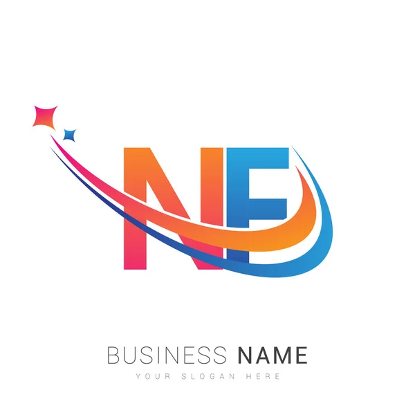 Lettre Initiale Logotype Nom Entreprise Couleur Orange Rouge Bleu Swoosh — Image vectorielle