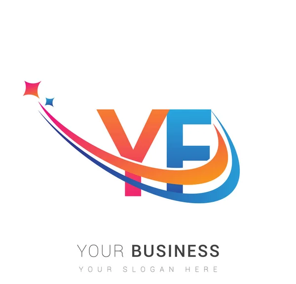 Lettre Initiale Logo Nom Entreprise Couleur Orange Rouge Bleu Swoosh — Image vectorielle