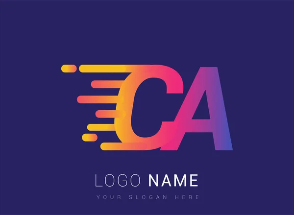 Lettera Iniziale Speed Logo Design Template Logo Azienda Nome Colorato — Vettoriale Stock