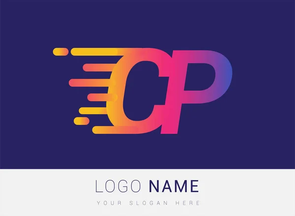 Carta Inicial Speed Logo Plantilla Diseño Logotipo Nombre Empresa Color — Vector de stock