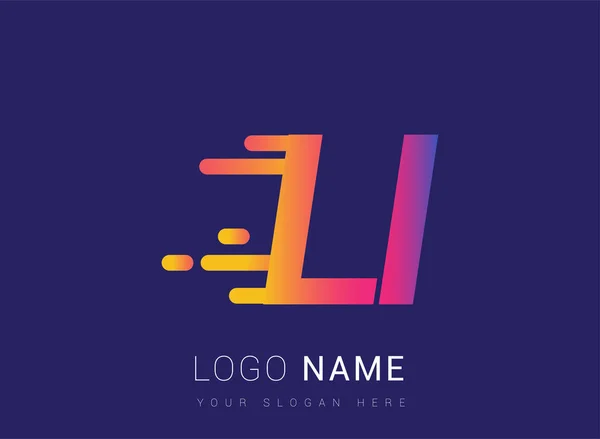 Initial Letter Speed Logo Design Template Logo Firmenname Gelb Magenta — Stockvektor