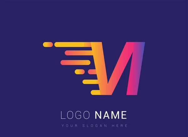 初期の手紙Viスピードロゴデザインテンプレート ロゴの会社の名前は黄色の色 マゼンタと青 ビジネスや会社のアイデンティティのための — ストックベクタ