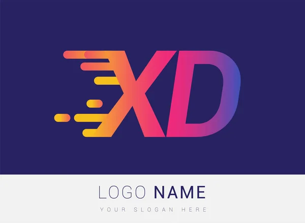 Lettre Initiale Modèle Conception Logo Vitesse Nom Entreprise Logotype Coloré — Image vectorielle