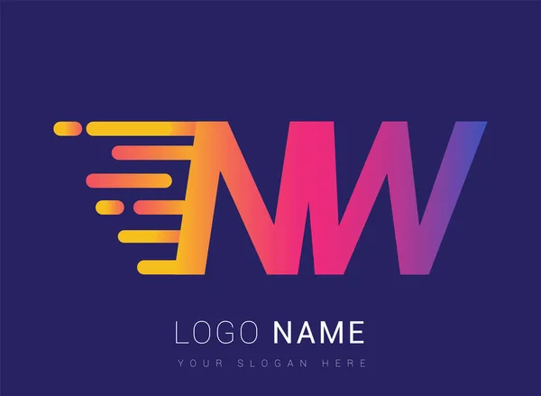 Initial Letter Speed Logo Design Vorlage Logo Firmenname Gelb Magenta — Stockvektor