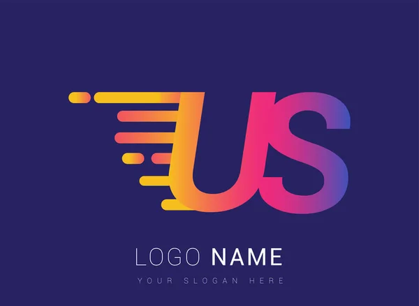 Lettre Initiale Modèle Conception Logo Vitesse Des États Unis Logo — Image vectorielle