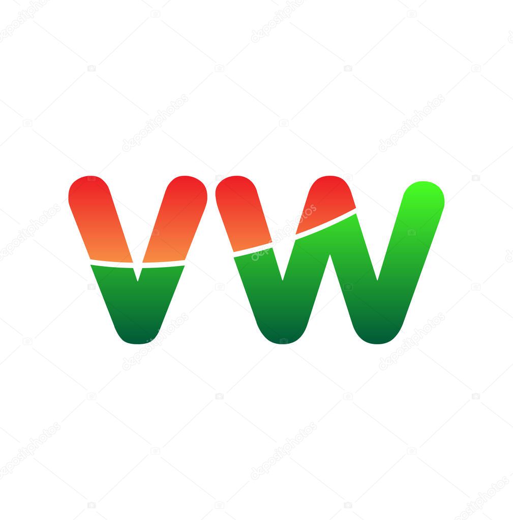 Initial Letter VW Logo Lowercase, colorful logotype Modern and Simple Logo Design.