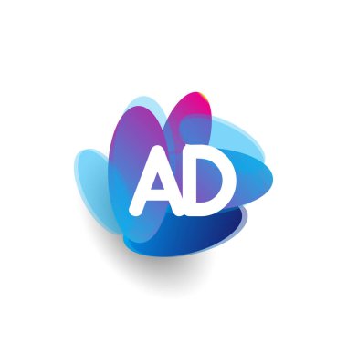 Renkli arkaplanı olan AD harfi logosu, yaratıcı endüstri, web, iş ve şirket için harf kombinasyonu tasarımı.