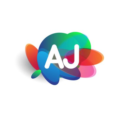 Renkli arka planlı AJ logosu, yaratıcı endüstri, web, iş ve şirket için harf kombinasyonu tasarımı.