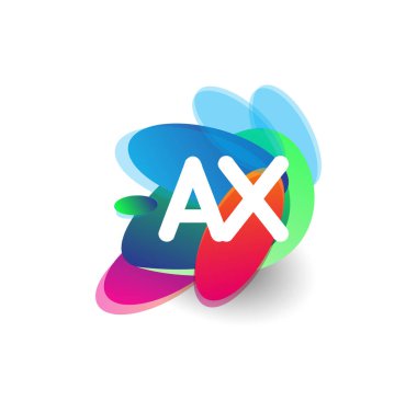 Renkli arka planı olan AX logosu, yaratıcı endüstri, web, iş ve şirket için harf kombinasyonu tasarımı.