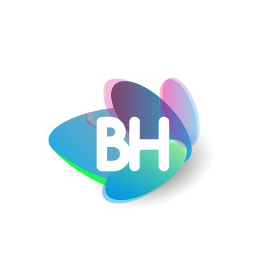 Renkli bir arka plana sahip BH harfi logosu, yaratıcı endüstri, web, iş ve şirket için harf kombinasyonu tasarımı.