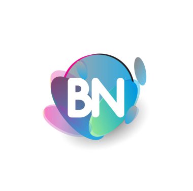 Renkli arka planlı BN logosu, yaratıcı endüstri, web, iş ve şirket için harf kombinasyonu tasarımı.