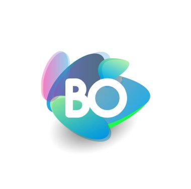 Renkli arkaplanı olan BO logosu, yaratıcı endüstri, web, iş ve şirket için harf kombinasyonu tasarımı.