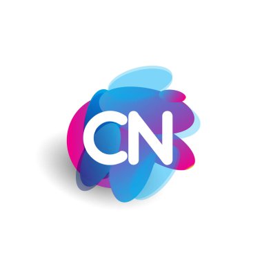 Renkli arkaplanı olan CN logosu, yaratıcı endüstri, web, iş ve şirket için harf kombinasyonu tasarımı.
