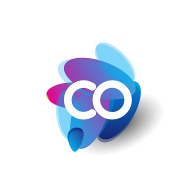 Renkli arkaplanı olan CO logosu, yaratıcı endüstri, web, iş ve şirket için harf kombinasyonu tasarımı.