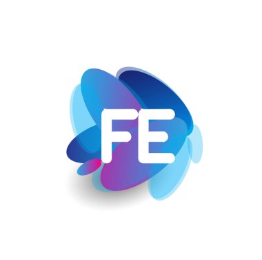 Renkli arkaplanı olan FE harfi logosu, yaratıcı endüstri, web, iş ve şirket için harf kombinasyonu tasarımı.