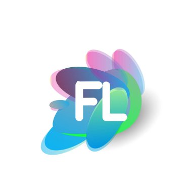 FL harfi logosu rengarenk arka plan, yaratıcı endüstri, web, iş ve şirket için harf kombinasyonu tasarımı.