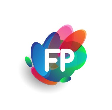 FP harfi logosu rengarenk arka plan, yaratıcı endüstri, web, iş ve şirket için harf kombinasyonu tasarımı.