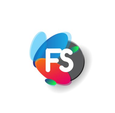 Renkli arkaplanı olan FS logosu, yaratıcı endüstri, web, iş ve şirket için harf kombinasyonu tasarımı.