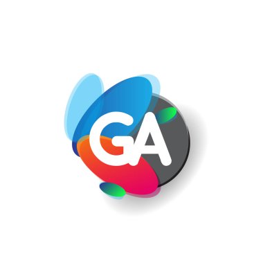 Renkli arka planlı GA logosu, yaratıcı endüstri, web, iş ve şirket için harf kombinasyonu tasarımı.