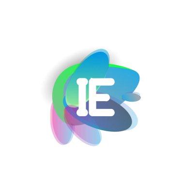 Renkli arkaplanı olan IE logosu, yaratıcı endüstri, web, iş ve şirket için harf kombinasyonu tasarımı.