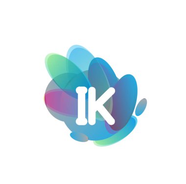 IK harfi logosu rengarenk arka plan, yaratıcı endüstri, web, iş ve şirket için harf kombinasyonu tasarımı.