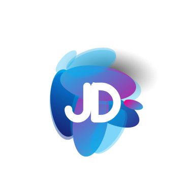 Renkli arka planlı JD logosu, yaratıcı endüstri, web, iş ve şirket için harf kombinasyonu tasarımı.