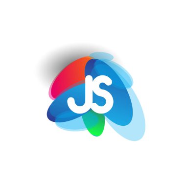 Renkli arka planlı JS logosu, yaratıcı endüstri, web, iş ve şirket için harf kombinasyonu tasarımı.