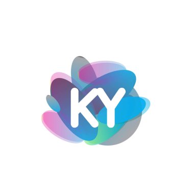Renkli arkaplanı olan KY logosu, yaratıcı endüstri, web, iş ve şirket için harf kombinasyonu tasarımı.