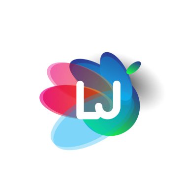 LJ harfi logosu rengarenk arka plan, yaratıcı endüstri, web, iş ve şirket için harf kombinasyonu tasarımı.