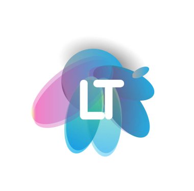 LT logosu rengarenk arka planı, yaratıcı endüstri, web, iş ve şirket için harf kombinasyonu tasarımı.