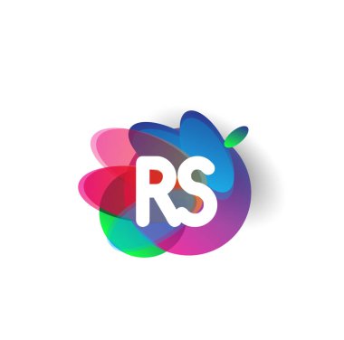 Renkli sıçrama geçmişi olan SC harfi logosu, yaratıcı endüstri, web, iş ve şirket için harf kombinasyonu tasarımı.