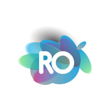 Renkli arka planlı harf RO logosu, yaratıcı endüstri, web, iş ve şirket için harf kombinasyonu tasarımı.