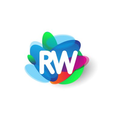 RW harfi logosu rengarenk arka plan, yaratıcı endüstri, web, iş ve şirket için harf kombinasyonu tasarımı.