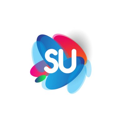 SU logosu rengarenk arka plan, yaratıcı endüstri, web, iş ve şirket için harf kombinasyonu tasarımı.