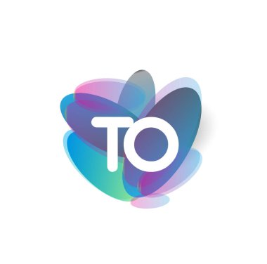 Renkli sıçrama arkaplanı olan logoya mektup, yaratıcı endüstri, web, iş ve şirket için harf kombinasyonu tasarımı.