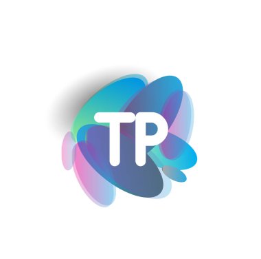 Renkli arka planlı TP logosu, yaratıcı endüstri, web, iş ve şirket için harf kombinasyonu tasarımı.
