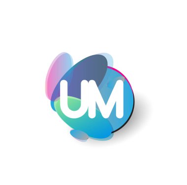 Renkli arka planlı UM logosu, yaratıcı endüstri, web, iş ve şirket için harf kombinasyonu tasarımı.
