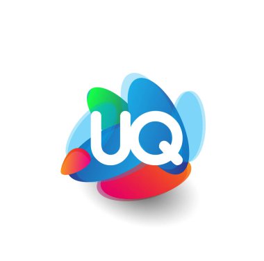 Renkli arkaplanlı UQ logosu, yaratıcı endüstri, web, iş ve şirket için harf kombinasyonu tasarımı.