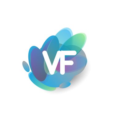 Renkli arka planlı VF logosu, yaratıcı endüstri, web, iş ve şirket için harf kombinasyonu tasarımı.