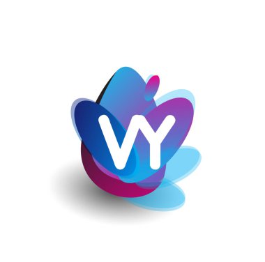 Renkli arka planlı VY logosu, yaratıcı endüstri, web, iş ve şirket için harf kombinasyonu tasarımı.