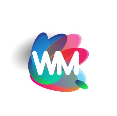 Renkli arka planlı WM logosu, yaratıcı endüstri, web, iş ve şirket için harf kombinasyonu tasarımı.