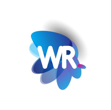 Renkli arkaplanı olan WR logosu, yaratıcı endüstri, web, iş ve şirket için harf kombinasyonu tasarımı.