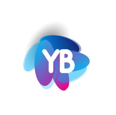 Letter YB logo with colorful splash background, letter combination logo design for creative industry, web, business and company. vector