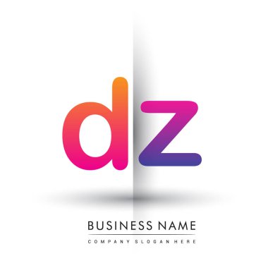 İlk logo DZ küçük harf, turuncu ve morumsu yaratıcı logotip kavramı.