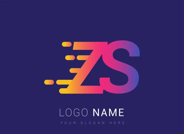 Lettre Initiale Modèle Conception Logo Vitesse Nom Entreprise Logotype Coloré — Image vectorielle