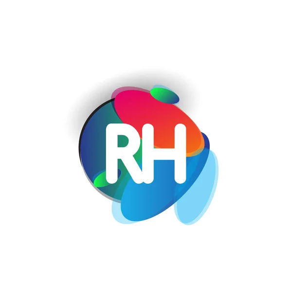 专为创意产业 企业及公司而设的色彩艳丽的字母Rh标志 字母组合标志设计 — 图库矢量图片