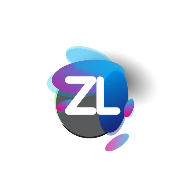 带有彩色水花背景的字母Zl标识 创意产业 企业和公司的字母组合标识设计 — 图库矢量图片