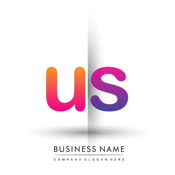 Logo Iniziale Lettera Minuscola Usa Concetto Logotipo Creativo Arancione Magenta — Vettoriale Stock