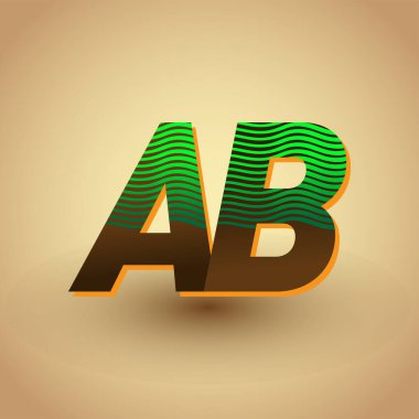 İlk harf logosu çizgili çizgili yeşil ve kahverengi renkli, şirket veya şirket kimliğiniz için vektör logo tasarım şablonu unsurları